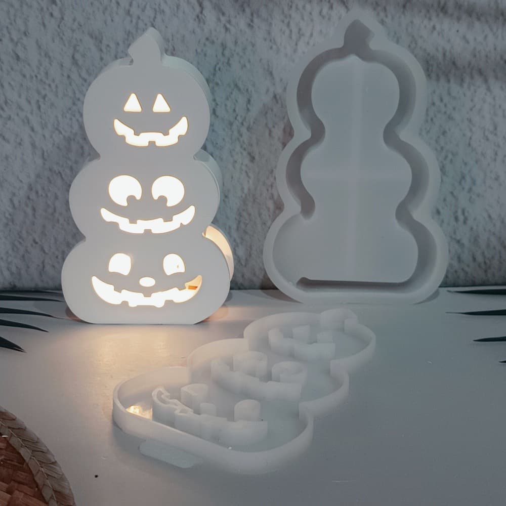 S1884+S1885 Halloween Pumpkin Projection Wall Ornaments Decorative Cement Plaster Mold DIY Silicone Mold