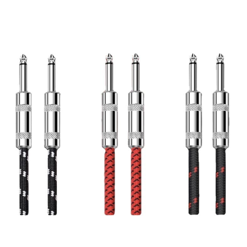 Best-selling Black Red Braided Guitar Cable, Right Angle to Straight Bass Electric Guitar Noise Reduction Cable, Factory Direct