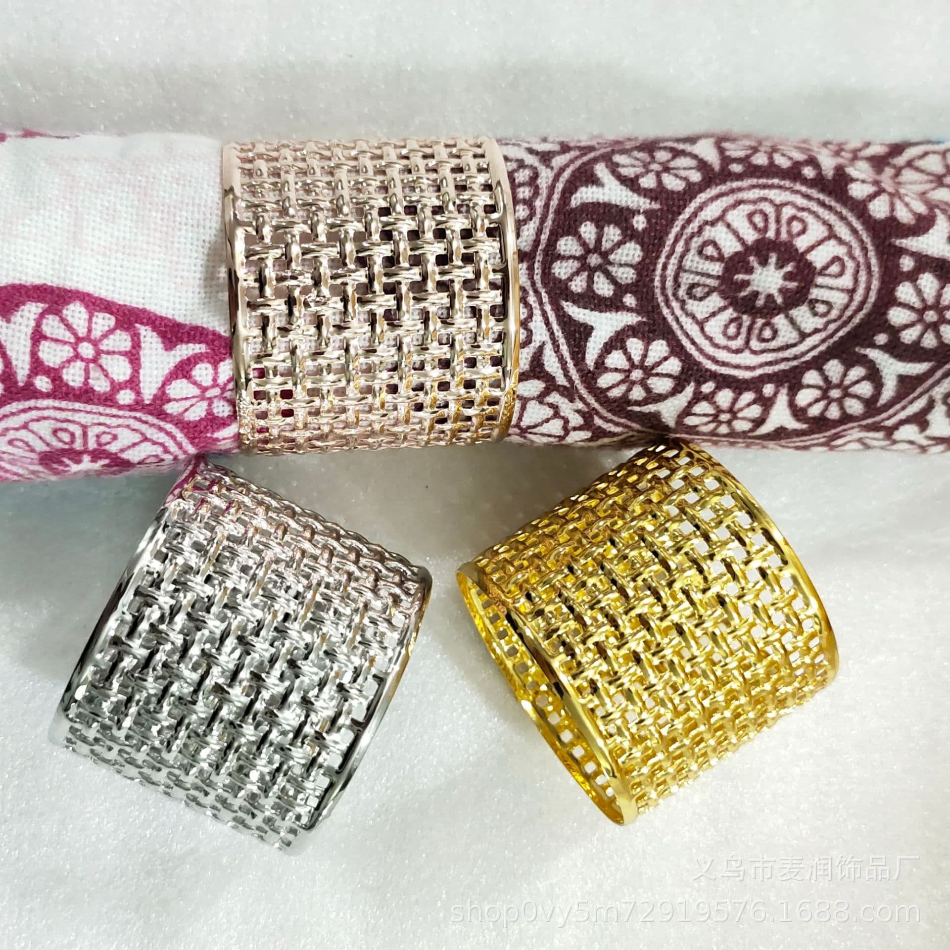 New Cross-Border Hot Seller Woven Pattern Napkin Rings for Hotel Table Settings, Factory Wholesale