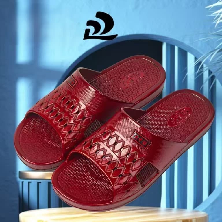 New Fashion Summer Comfort Men's Oil Slippers, Indoor Home Thick Sole, Non-Slip, Wear-Resistant, Elderly Men's One-Strap Slippers Wholesale