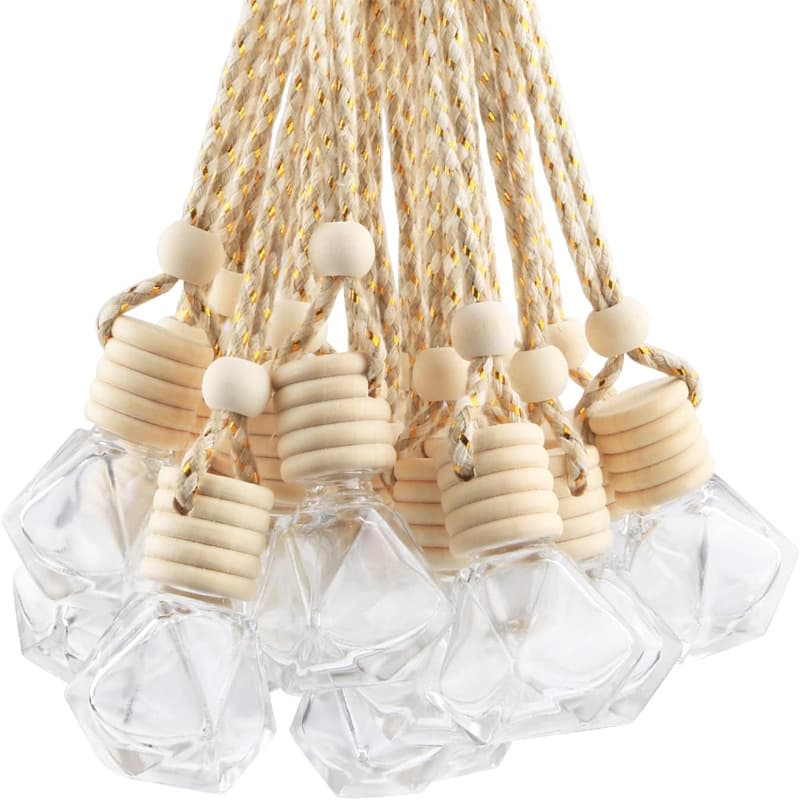 8ml Car Perfume Bottle Pendant Car Aroma Bottle Glass Diamond Colored Essential Oil Empty Bottle Hanger Factory