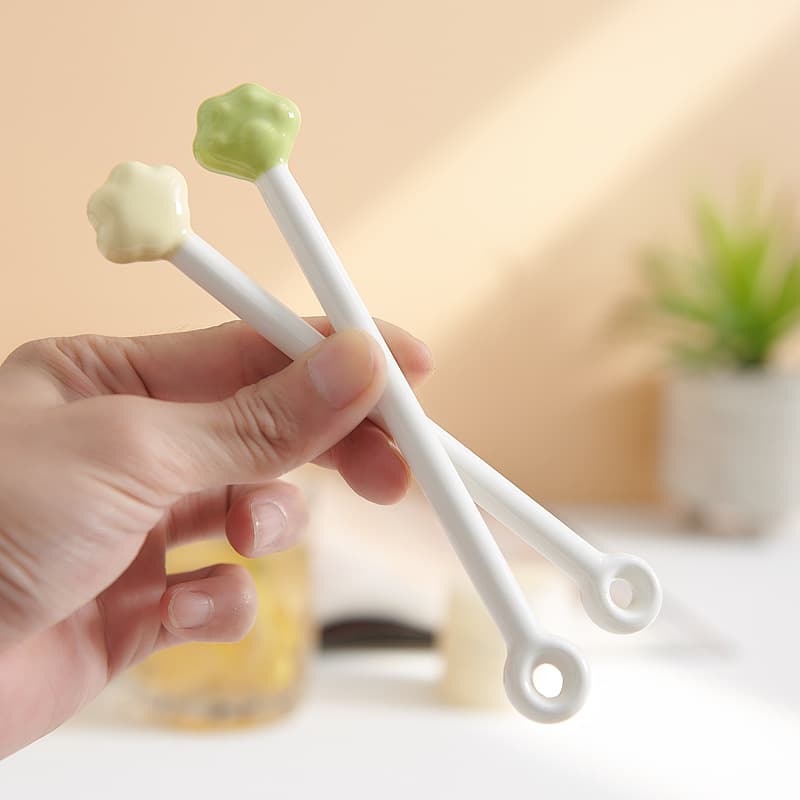 Cross-Border Underglaze Ceramic Stirring Stick Cat Paw Handle Yogurt Honey Stirrer Bar Cocktail Mixing Stick Wholesale