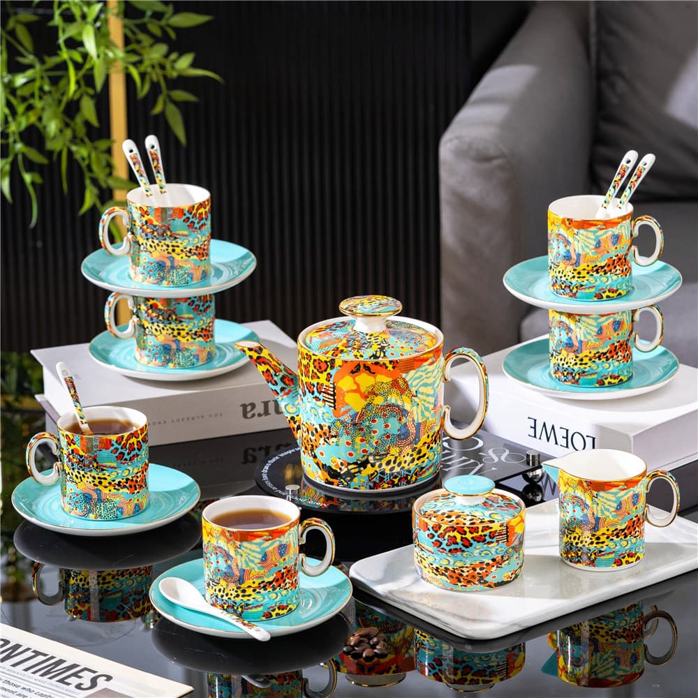 Yingbao Series Bone China Coffee Set Coffee Pot Cup Saucer Spoon Ceramic Tea Set Afternoon Gift Box Set Hand Drip
