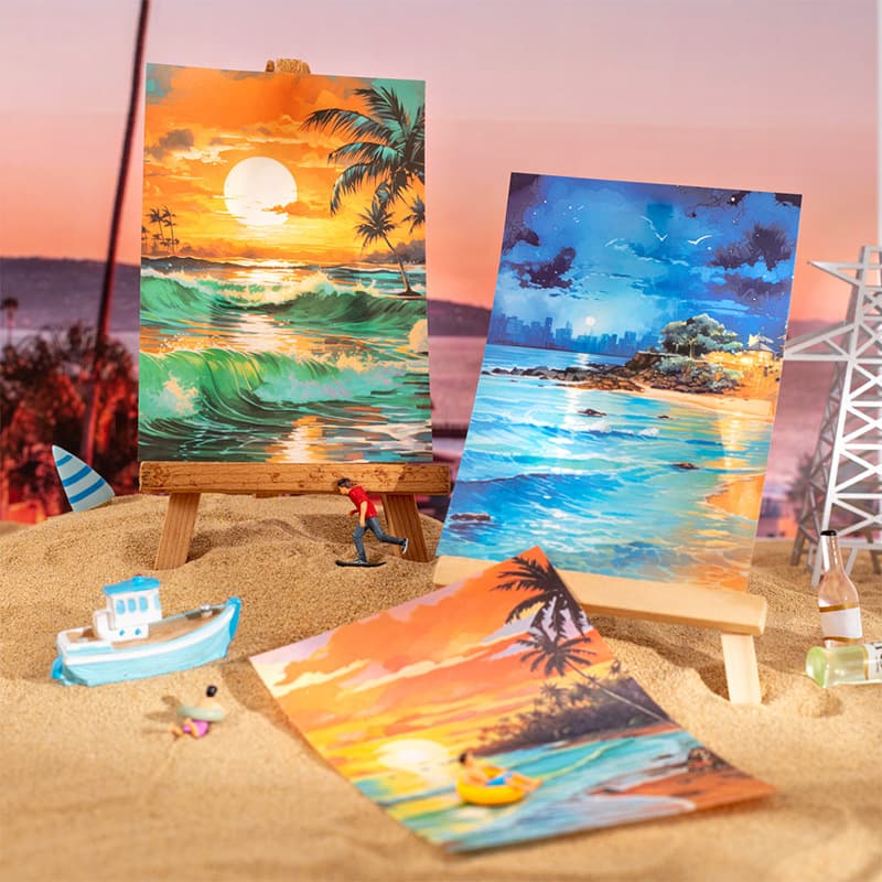 Beautiful day scenery background sticker California sunset series handbook material DIY decorative collage base