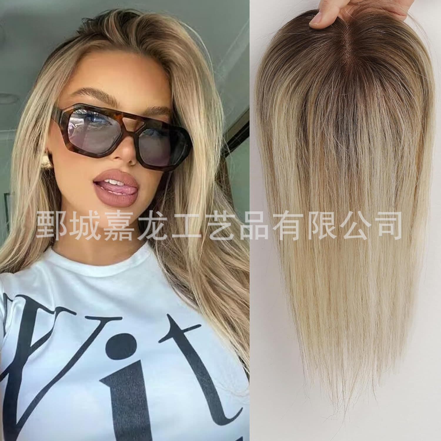Cross-border European and American Real Human Hair Bangs Air Long Straight Wig Simulation Hairpiece Cold Tone Wig