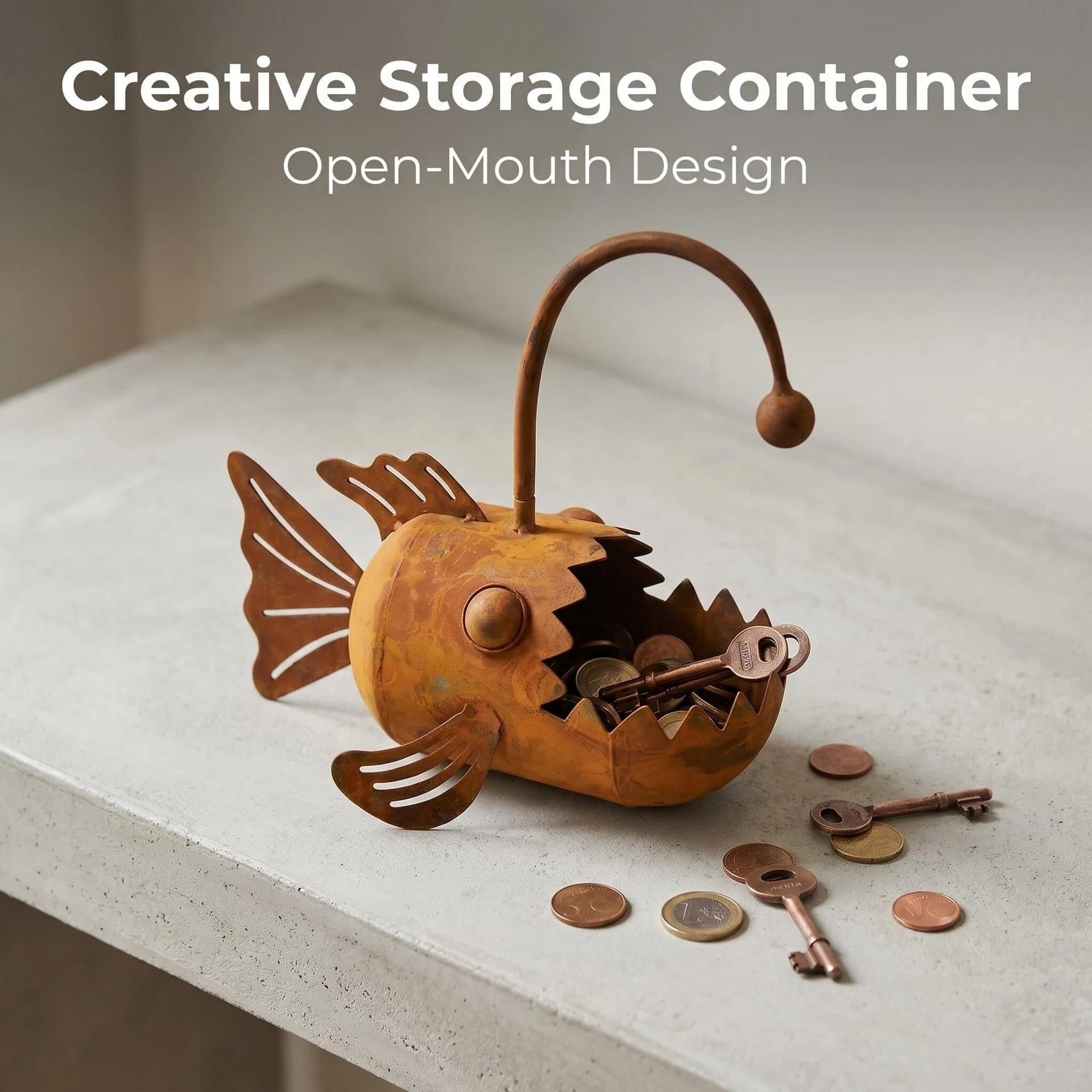 Garden Decoration Outdoor Rust Metal Lantern Fish Planter Outdoor Metal Fantasy Fish Shape Flower Yard Art Garden