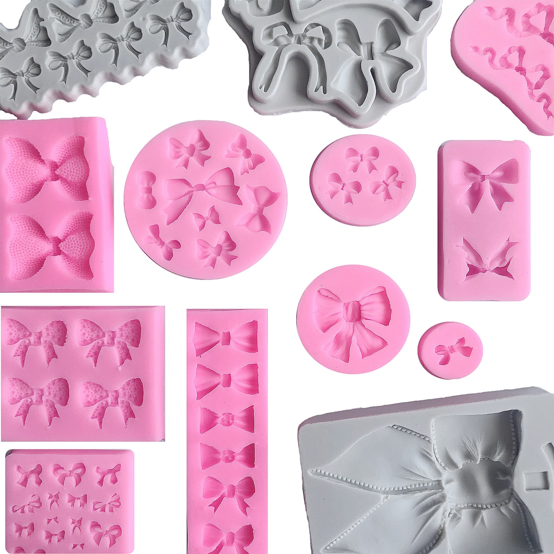 A Variety of Bow-Shaped Fondant Silicone Molds DIY Chocolate Cake Baking Crystal Glue Clay Molds