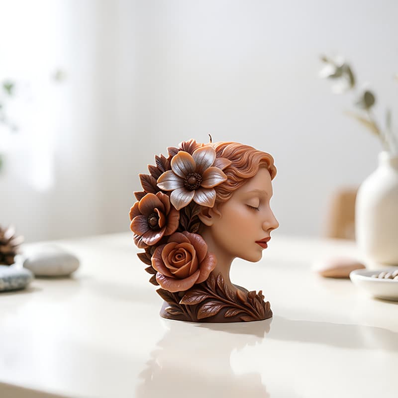 3D closed-eyed flower fairy side face silicone mold floral girl aromatherapy mold cross-border DIY plaster glue mold