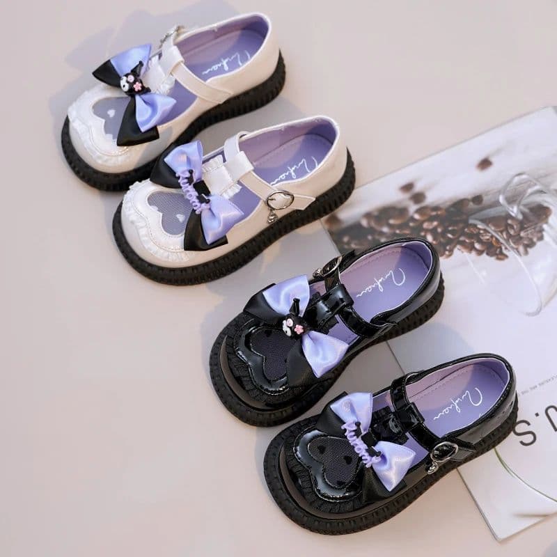 Girls Leather Shoes Princess Shoes Spring Summer Black Soft Sole Versatile Children Kuromi Leather Shoes 2026 New
