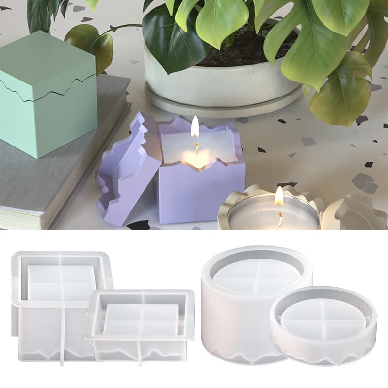 Irregular Round Aromatherapy Storage Jar Silicone Mold for Epoxy Resin, Plaster Mold, Square Resin Candle Cup