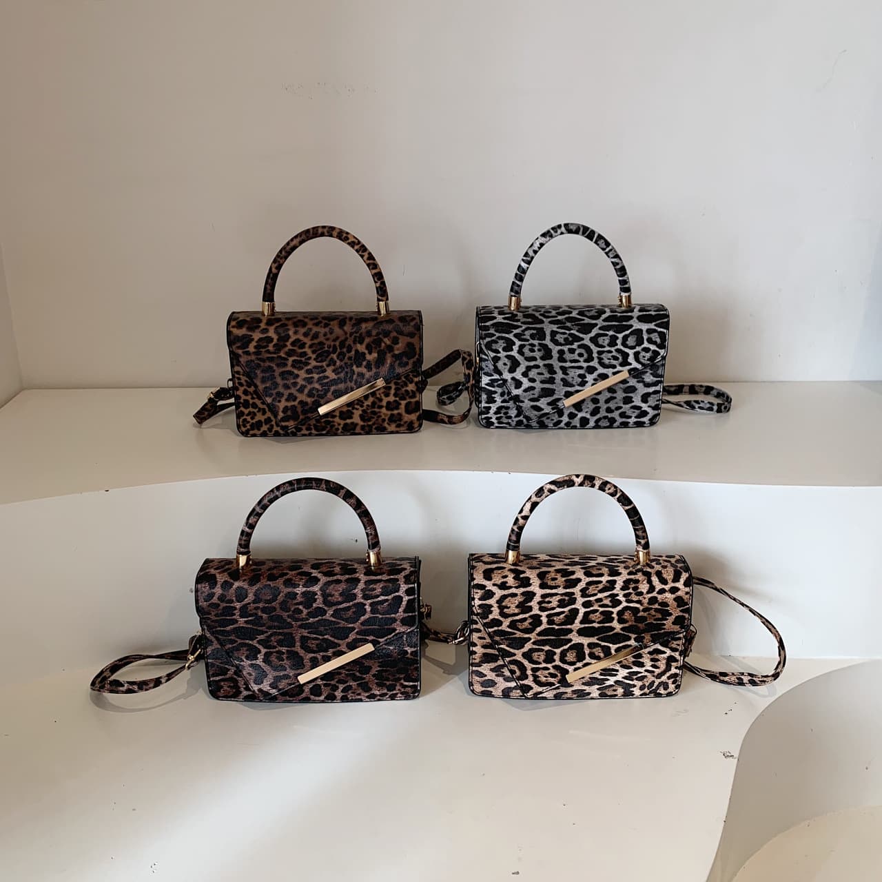 Casual Trendy Simple 2025 Spring New Leopard Print Fashion Chain Handbag Shoulder Crossbody Small Square Bag