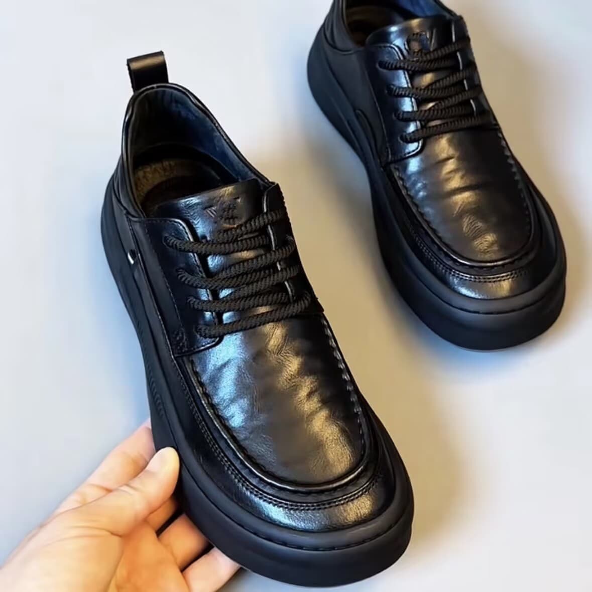 Men's Genuine Leather Spring Business Casual Shoes 2024 New Trendy Versatile Thick-Soled Non-Slip British Style Shoes