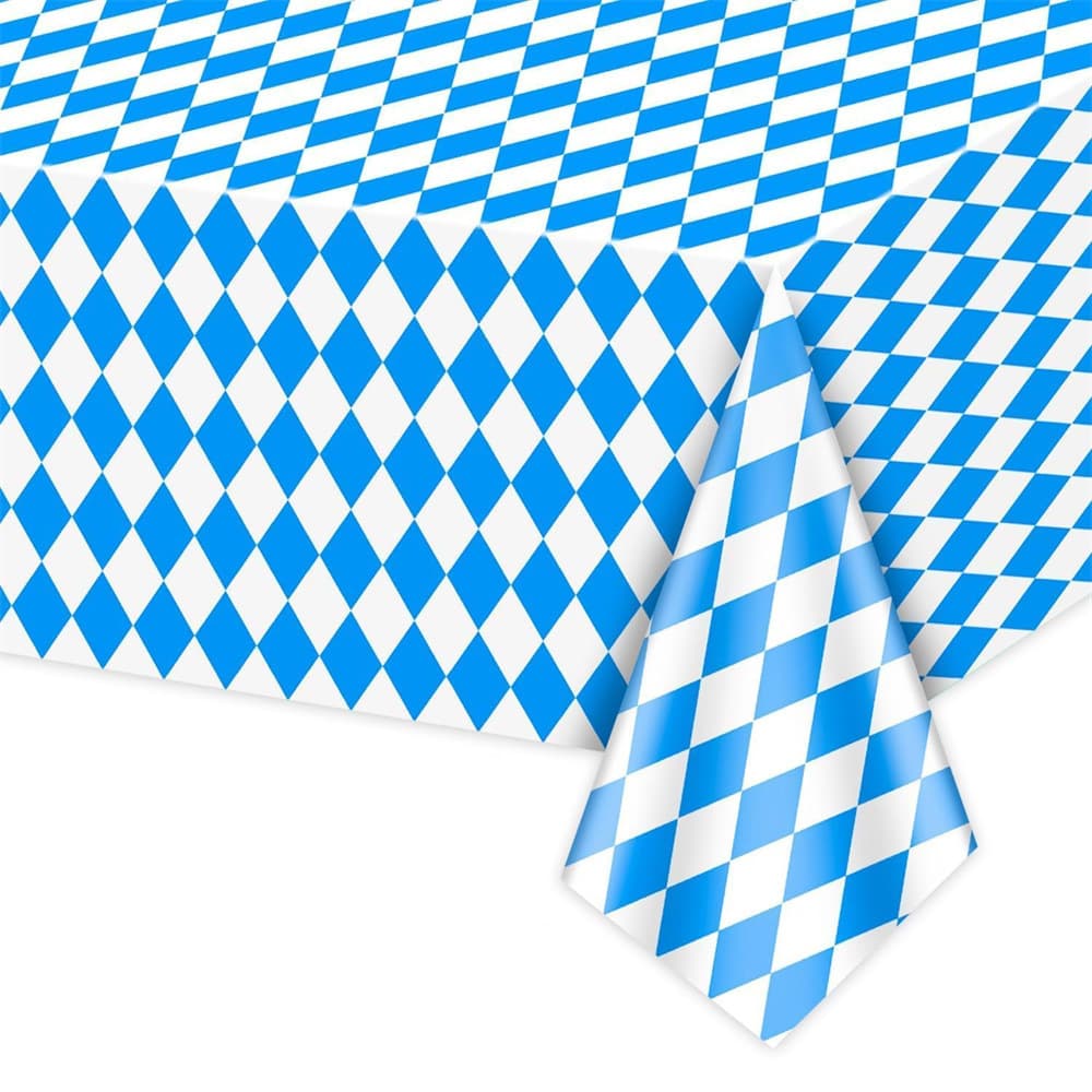 Cross-border Amazon Oktoberfest Tablecloth Blue and White Checkered Disposable Plastic Party Decoration
