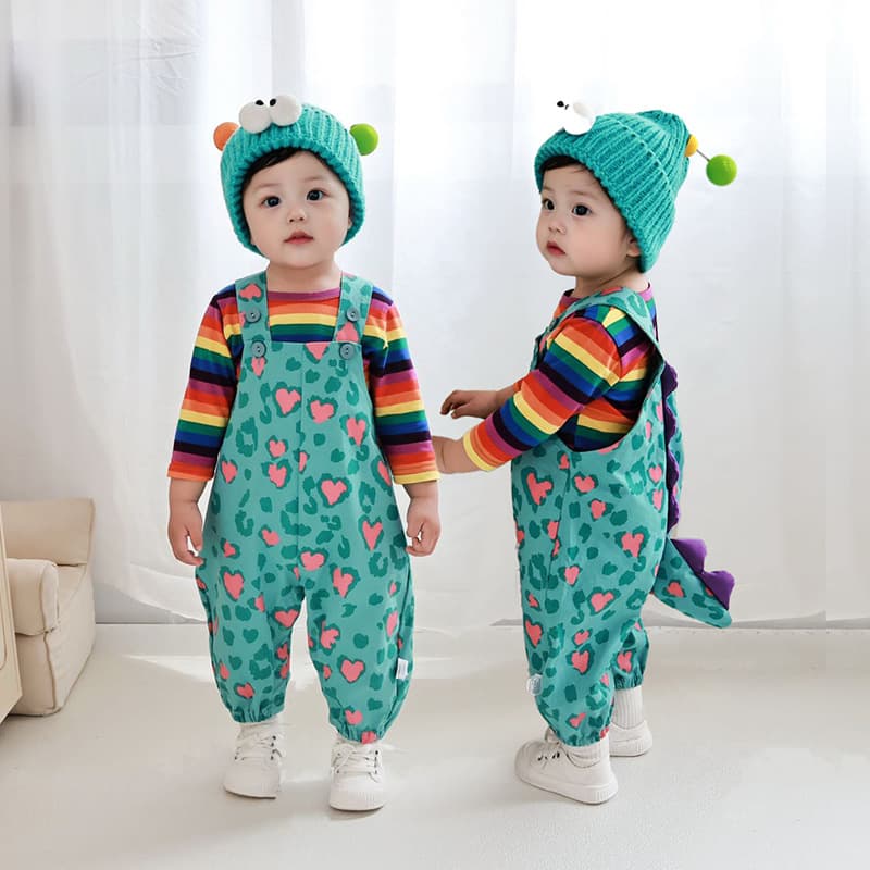 Qile Rabbit Spring Summer New Baby Toddler Neutral Cute Leopard Print 3D Tail Overalls