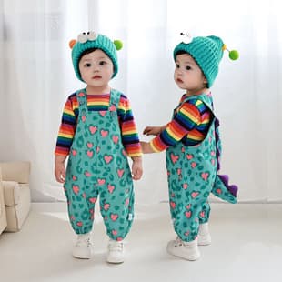 Qile Rabbit Spring Summer New Baby Toddler Neutral Cute Leopard Print 3D Tail Overalls