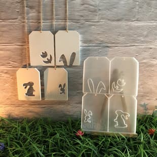 X1445 Easter Rectangular Hanging Sign 2 Decoration Cement Plaster Mold DIY Silicone Mold