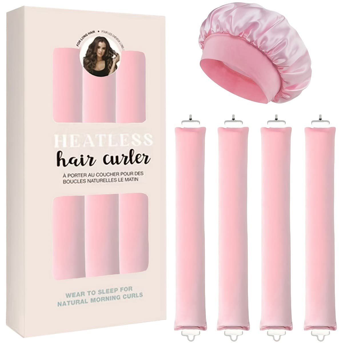 Cross-border Supply Rubber Heatless Curling Rod Set with Hook Gift Box Lazy Sleep Big Waves Factory Wholesale
