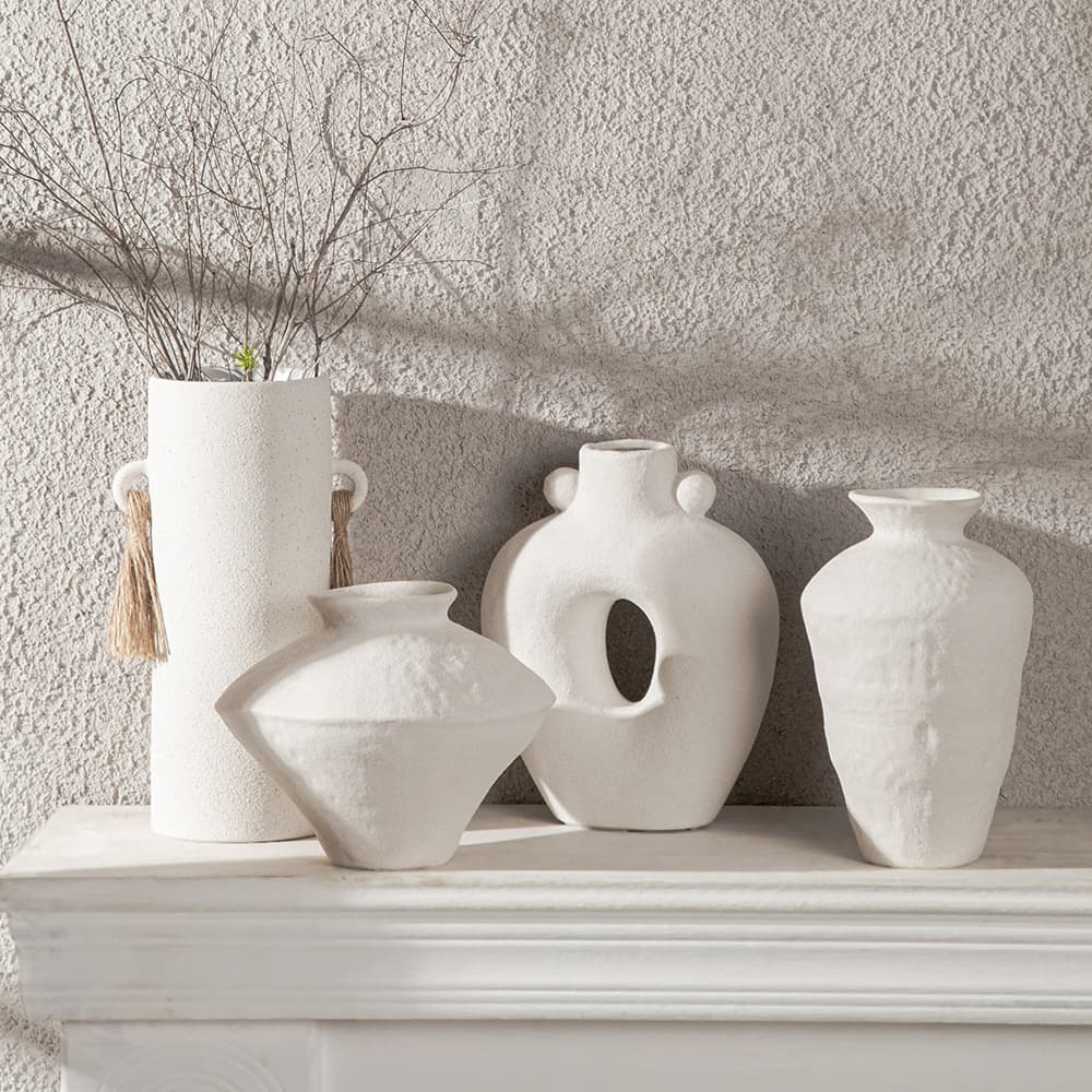Nordic Ceramic Vase for Flower Arrangement, High-End Decorative Piece, White Zen Wabi-Sabi Style Art Decor, Dried Flower Vase Wholesale