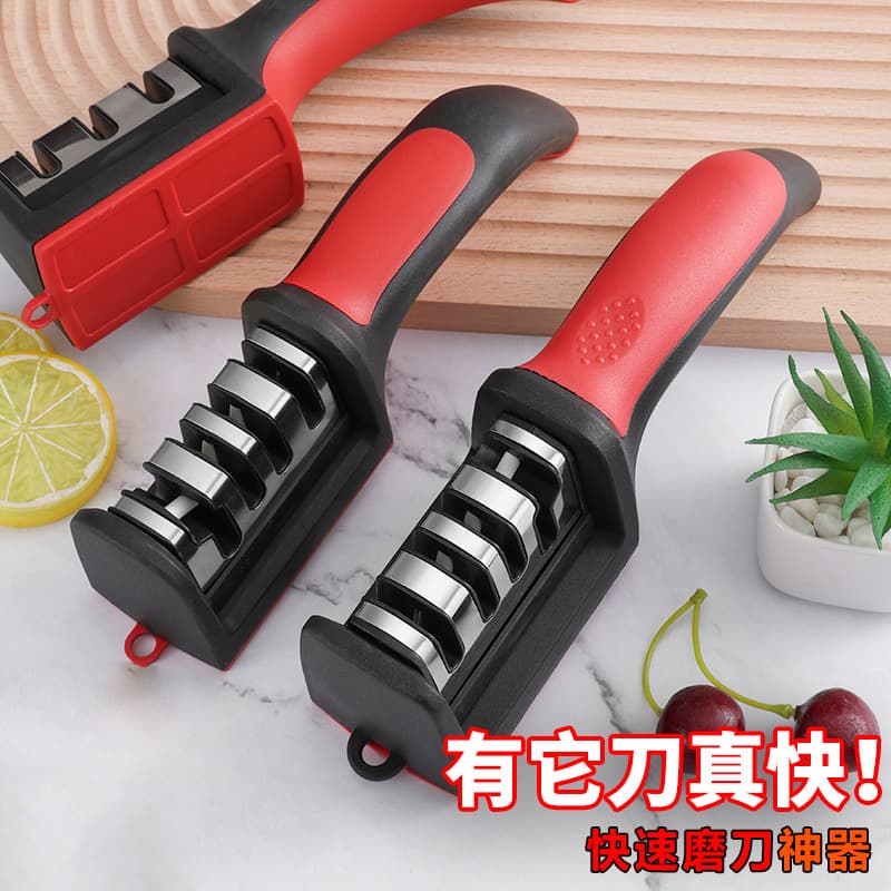 Easy to Use Kitchen Knife Sharpener Multi-Function Stainless Steel Manual Knife Grinder Stone for Home Use Fast Sharpening Tool