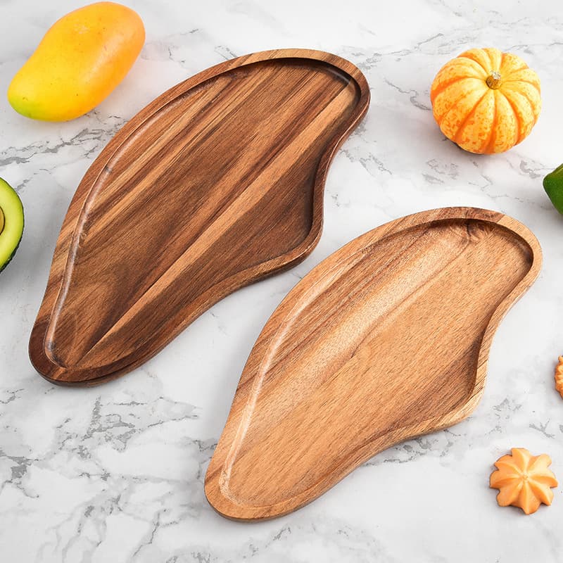 Wooden Tray Tea Tray Acacia Wood Tray Heat Insulation Solid Wood Grain Plate Oval Bread Board Tea Cup Tray