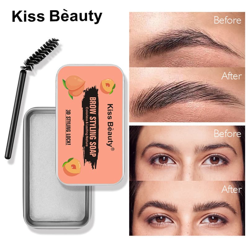 KissBeauty Cross-Border Hot Sale Peach Eyebrow Gel, Colorless Transparent Refreshing Long-Lasting Natural Eyebrow Shaping Soap