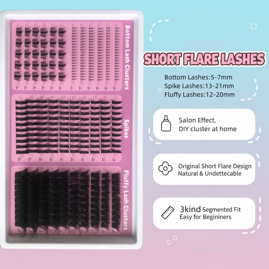 EU/US Cross-border Self-applied Eyelash Extensions Large Volume Spikes Pointed Tip Fairy DIY Segmented Lashes New Style