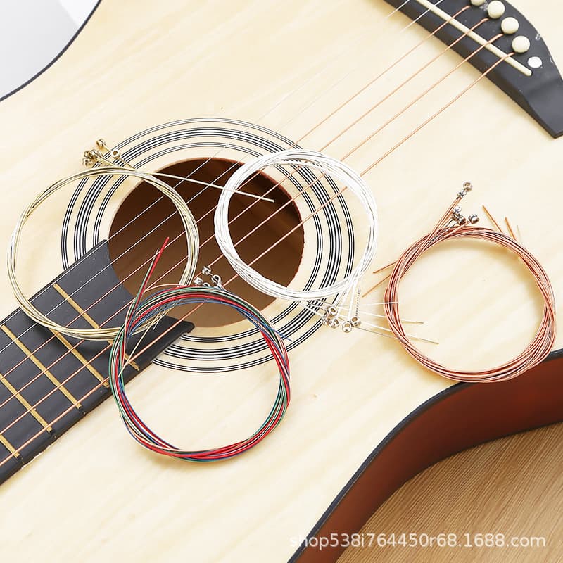 Folk Acoustic Guitar Strings, Brass, Red Copper, Colored Strings, Pearl Bag, Individually Packaged Set Strings, Guitar Accessories Wholesale