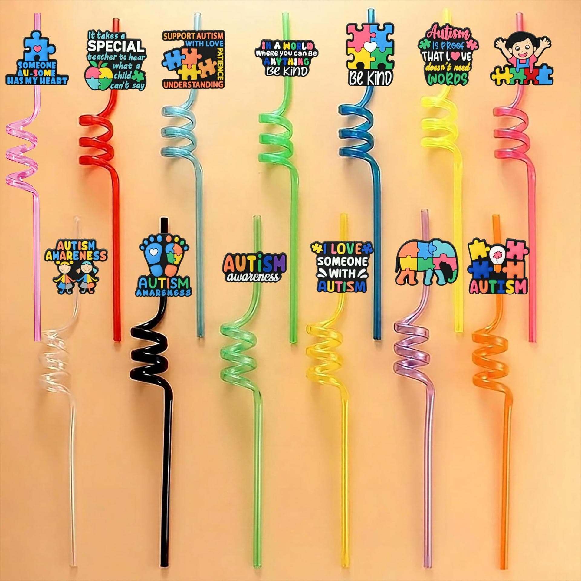 New Cross-Border Autism Soft Silicone Accessory Portable Straw Clip Accessory Hole Spiral Straw