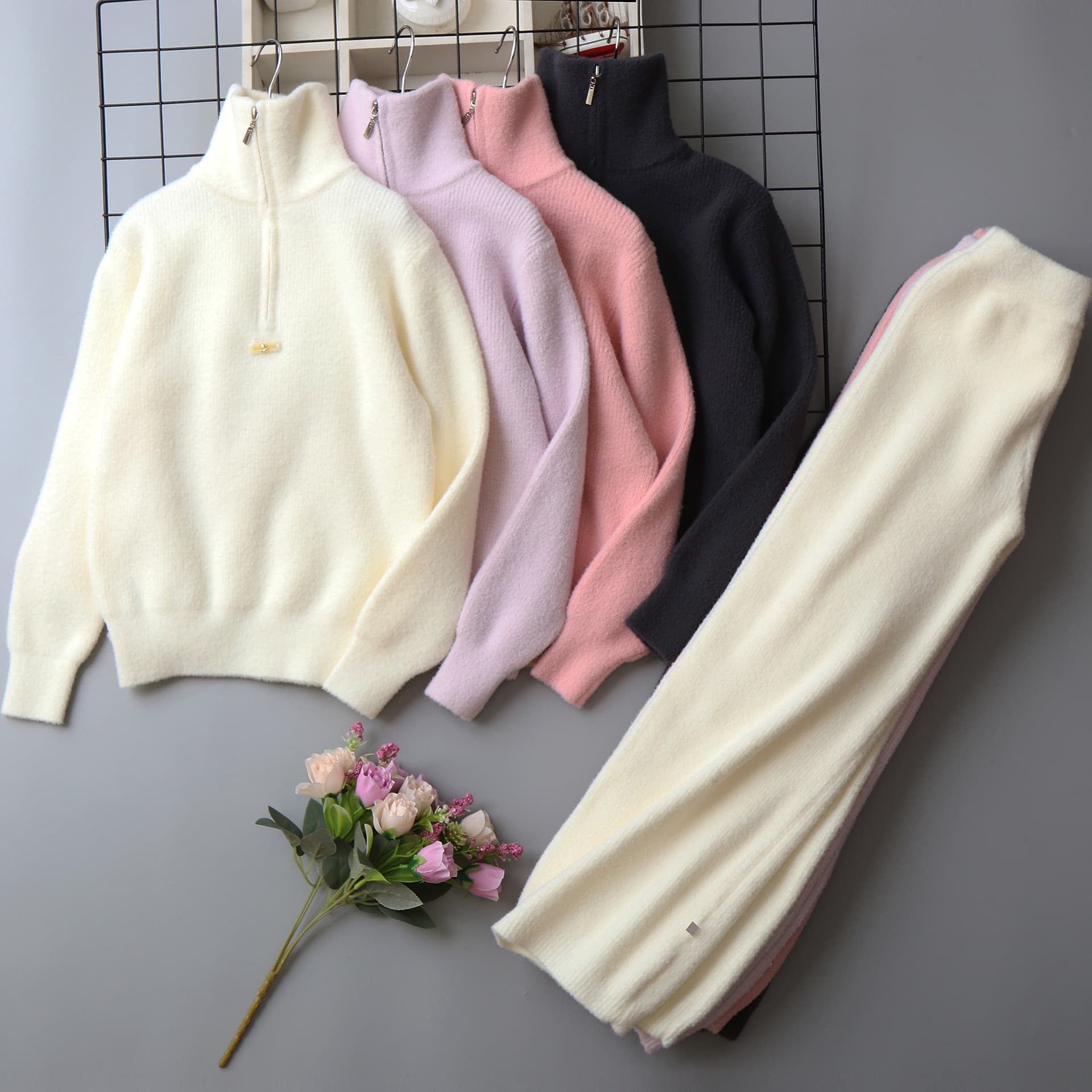 B-12 Half-Zip Boys and Girls 2026 New Sweater and Pants Set, Girls Knitwear Two-Piece Set for Fall/Winter