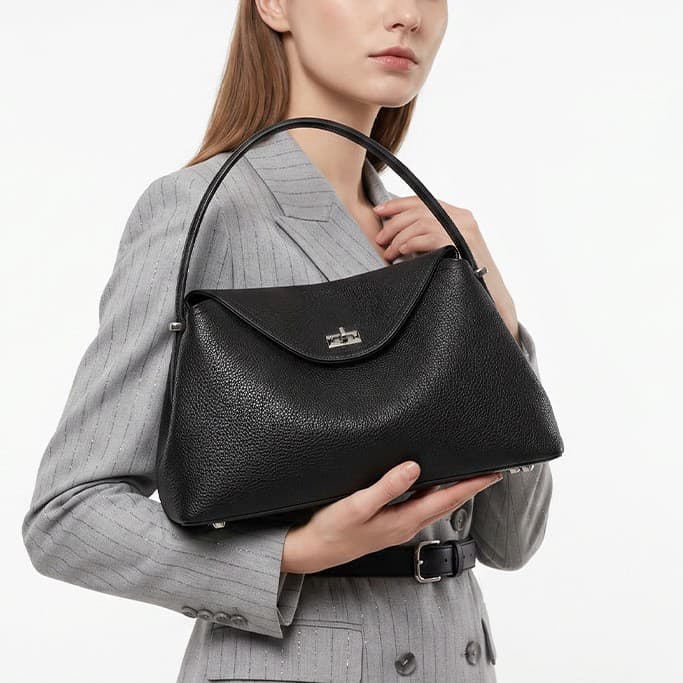 Cross-border Handbag Fashion Lychee Pattern Women's Bag Minimalist Large Capacity Commuter Bag Factory Wholesale Shoulder Bag Women Wholesale