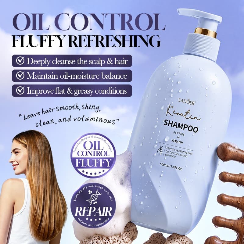 Full English keratin shampoo 500ml SADOER polypeptide keratin oil control fluffy SHAMPOO cross-border