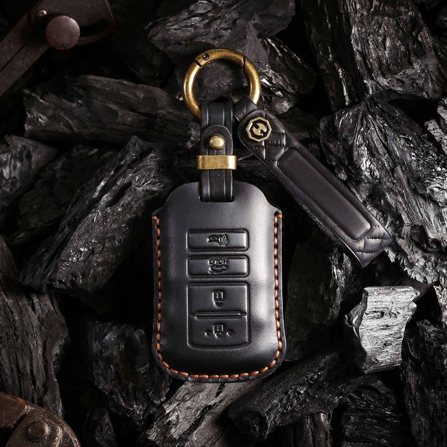 Retro Handmade Leather Key Cover for Kia KIA K9 Car Keys Pure Handcrafted Cowhide Protective Shell Buckle