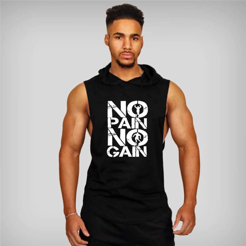 Men's Hooded Fitness Vest Muscle Tank Top Workout Training Sleeveless Loose Fit