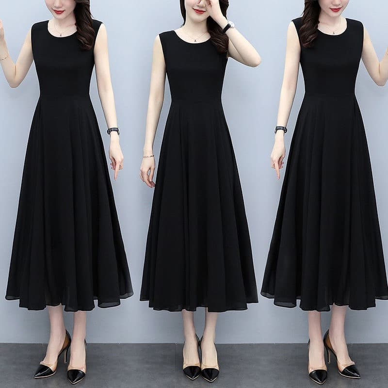 Improved Version, Please Check Actual Product Before Ordering Summer New High-End Sleeveless Black Elegant Dress Mother
