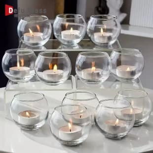 Wholesale Clear Glass Aromatherapy Candle Cups, Round Ball Glass Candle Cups, Home Restaurant Bar Atmosphere Candle Cups
