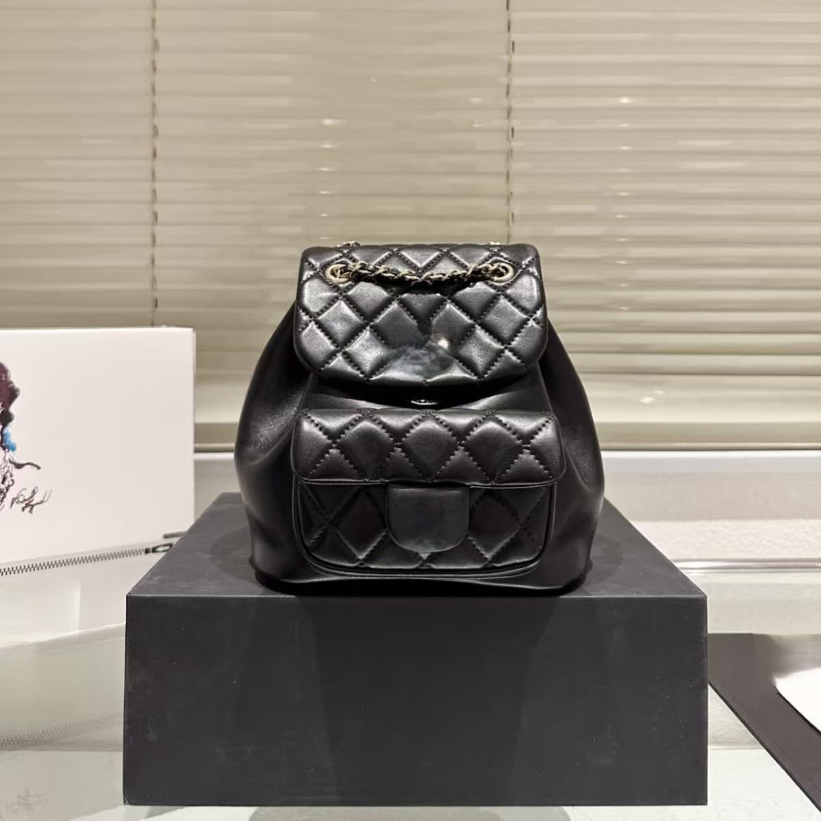 duma sheepskin casual bag rhombus embroidery chain backpack large capacity commuter backpack genuine sheepskin