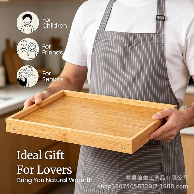 Bamboo wooden tray rectangular tea tray solid wood household kung fu tea set water cup tray Japanese style wooden bread wooden dinner plate