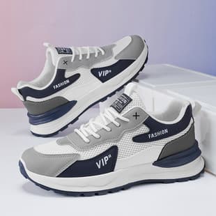 Summer Sports Men's Shoes Mesh Breathable Cross-Border New Travel Shoes Thick Sole Running Shoes Casual Mesh Shoes Factory Wholesale
