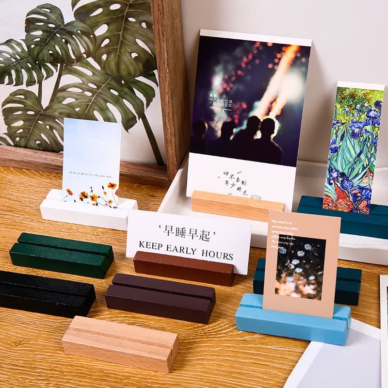 Wooden Desktop Postcard Display Stand, Photo Note Clip Holder, Business Card Message Clip, Creative Ornament Label Clip