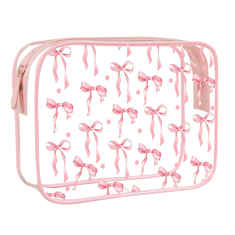 Amazon Cross-border Transparent Bow Cosmetic Bag Portable Travel Toiletry Bag Multi-functional Clutch