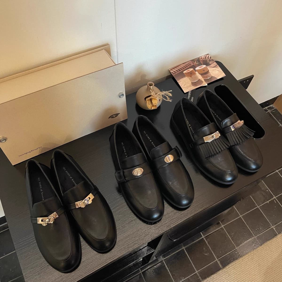 Fashion British Style Black Tassel Buckle Loafers for Women 2025 Autumn Winter New Casual Leather Shoes Outdoor Flats