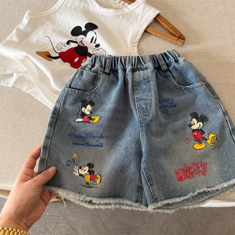 Cotton Kids Shorts 2026 Summer New Arrival Cartoon Denim Shorts for Boys and Girls Baby Frayed Five-Point Pants Trendy