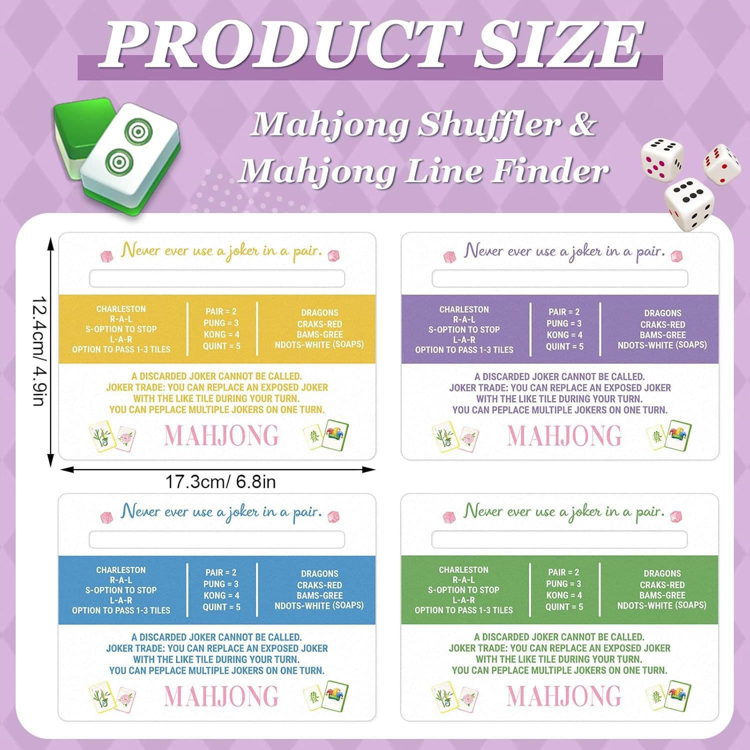 4-Piece Mahjong Finder and Tile Mixer 2-in-1 Suitable for 2026 Mahjong Card Rule Reader