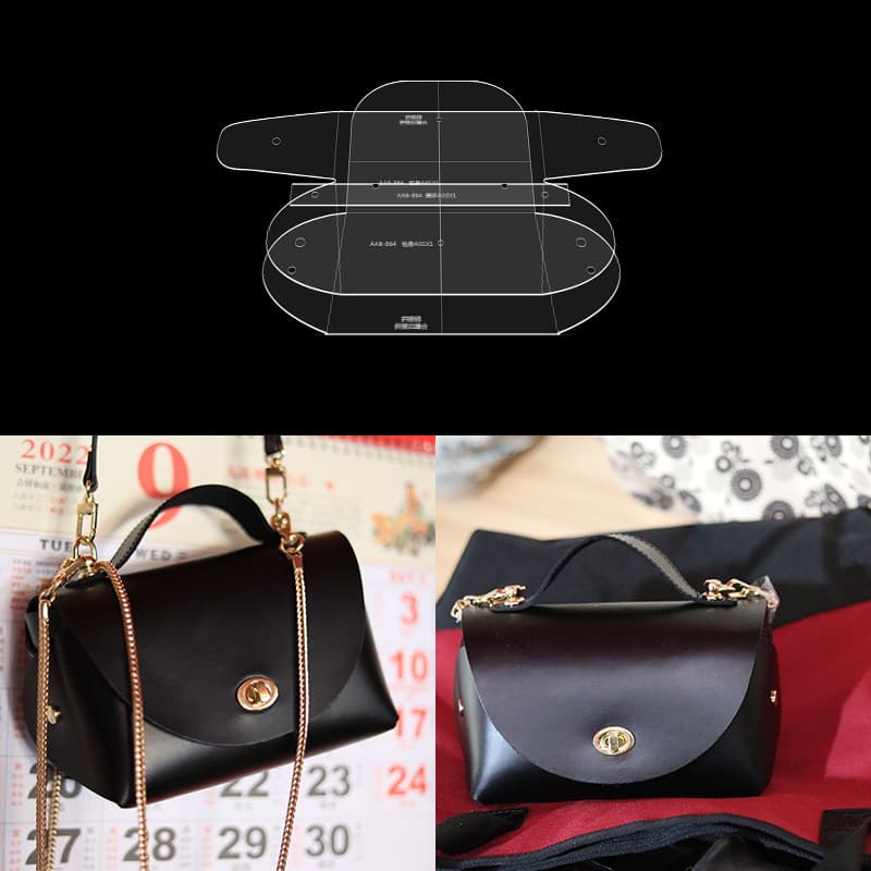 Handmade Leather Tool DIY Bag Mold Clutch Crossbody Bag No-Cut Acrylic Cardboard Template Pattern Drawing