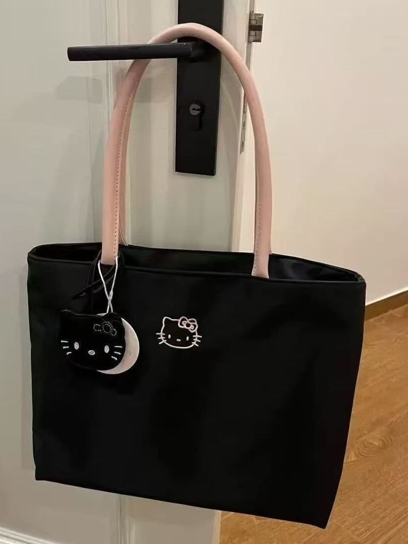 ☢ Hello Kitty Bag Embroidery New Style Versatile Simple Underarm Shoulder Handbag Electric Cute Cat