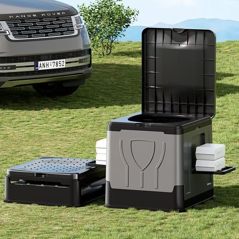 Outdoor Large Portable Toilet, Foldable Toilet for Camping, Home Use, Odor-Proof Toilet for Elderly and Children