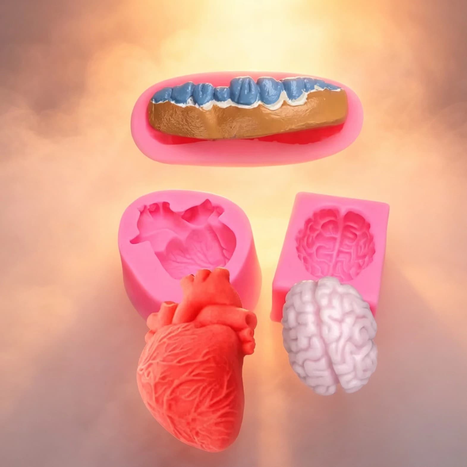 Heart Brain Tooth Chocolate Mold Cake Decoration Mold Ornament Silicone Mold Halloween Cross-Border Baking Mold