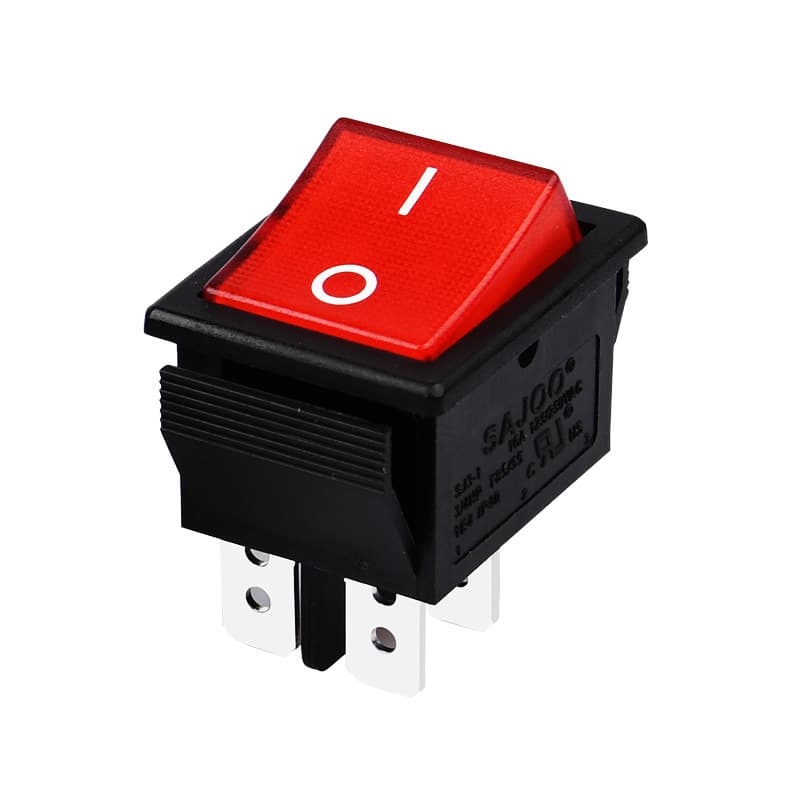 SAJOO Boat Switch KCD4 4-Pin 2-Position 16A Silver Contact Multi-Color Illuminated Rocker Button Switch SJ3-1 2