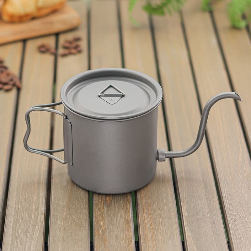 Pure Titanium Coffee Drip Pot Fine Neck Pot Removable Spout Outdoor Home Use Brewing Ear Hanging Coffee Utensils