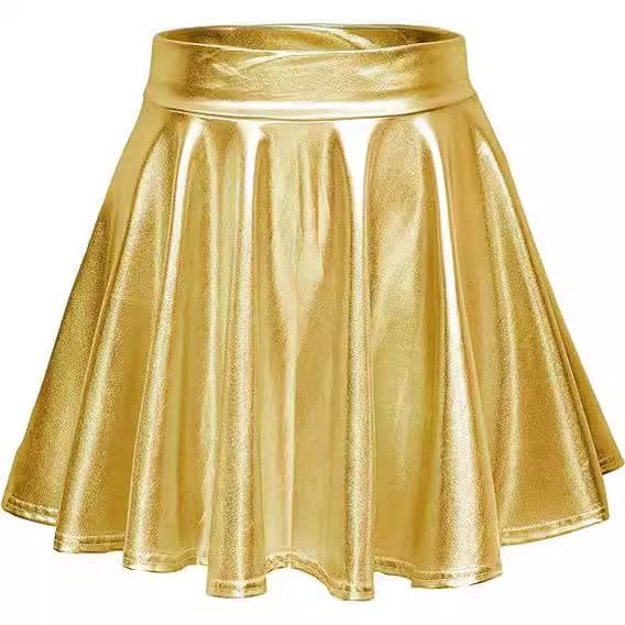 Women's Plus Size Pleated PU Elastic Midi Skirt, All Sizes Available, Clearance Sale